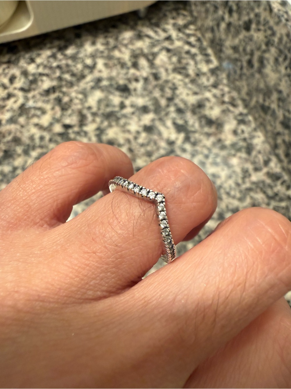 Pandora Silver V-Shape CZ Ring size 4/5
